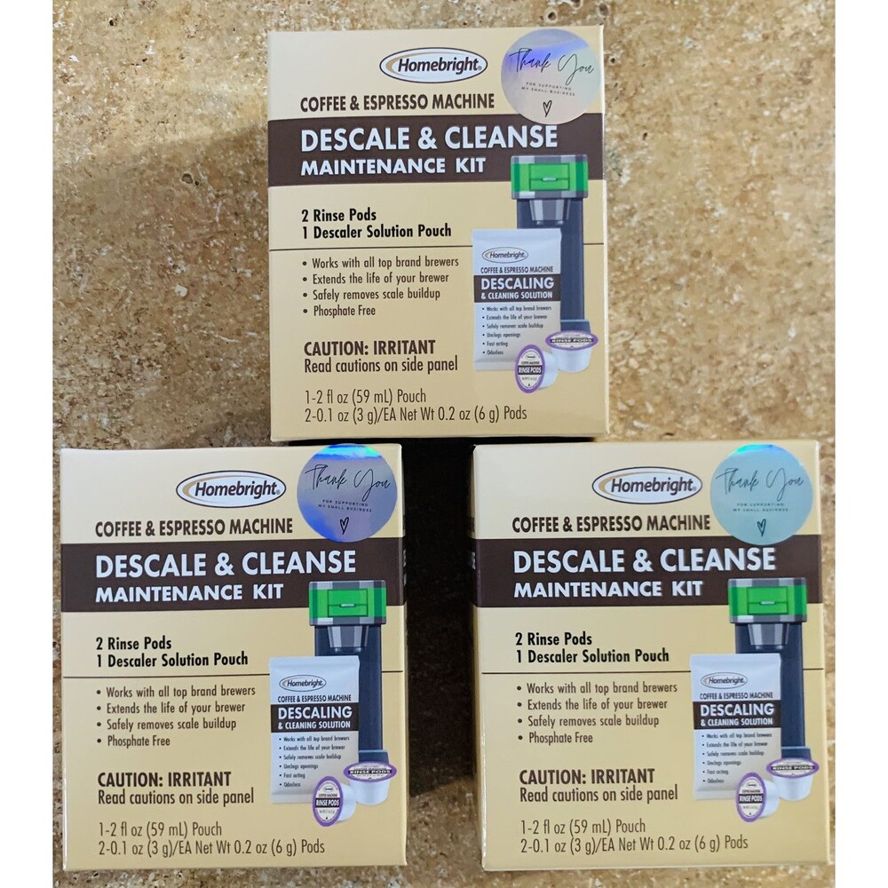 Homebright Descale & Cleanse Maintenance Kit Coffee & Espresso Makers Lot Of 3